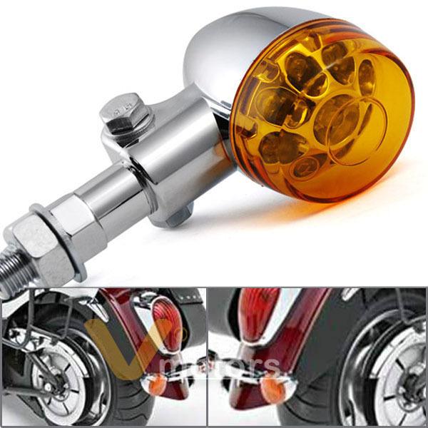 2x chrome bullet style led turn signal blinker for harley v-rod softail dyna