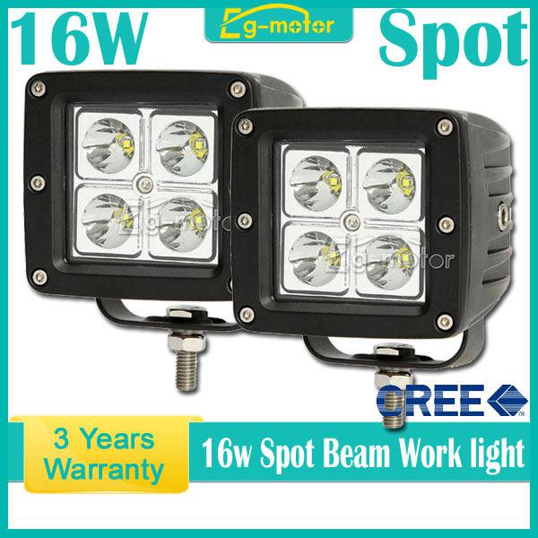 2x 16w cree led spot beam work light offroad van car truck boat suv 4wd 4x4 jeep