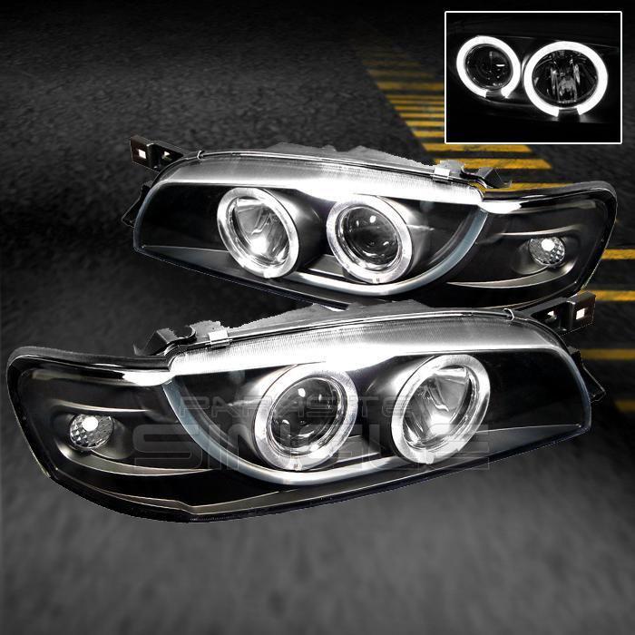 95-01 subaru impreza jdm black dual halo projector headlights lamps left+right