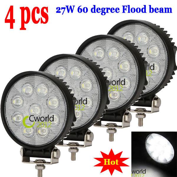 4pcs 27w driving led work light flood beam lamp car 4wd boat suv 4x4 12v 24v