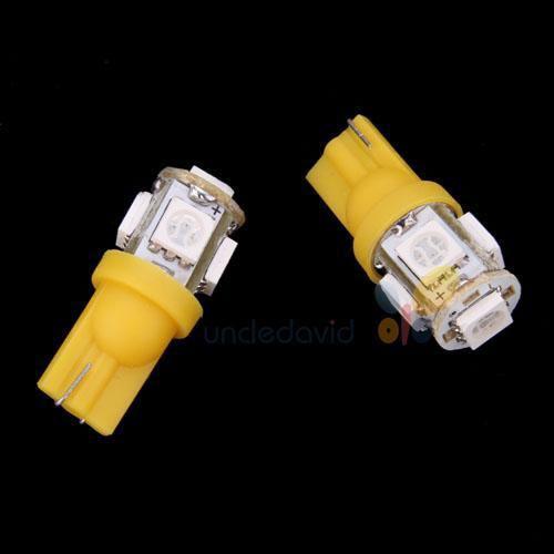 10x amber smd5050 5 led t10 168 turn signal corner side marker light lamp bulb