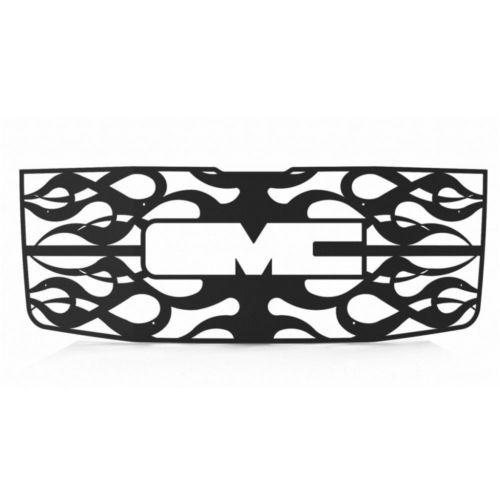 Gmc sierra hd 07-10 black horizontal flame front metal grille trim cover insert