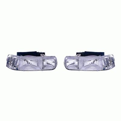 Headlight clear lens diamond headlamp assembly pair set driver+passenger side