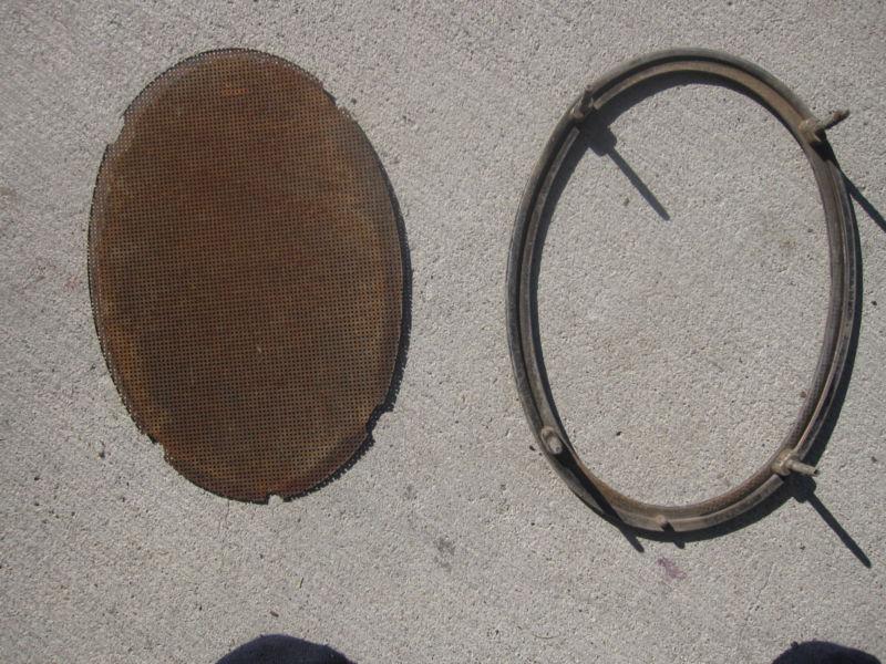 1960 1961 1962 corvette speaker grill screen w/ bezel, original, excellent, nr