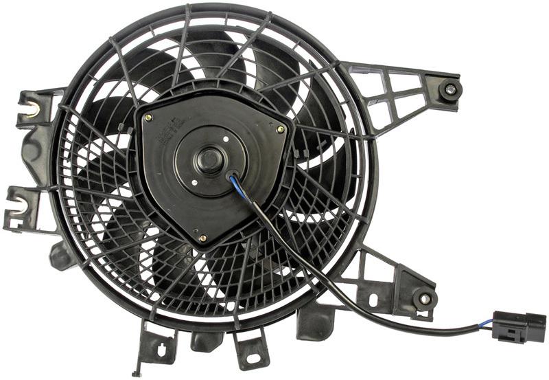 Right a/c condenser fan assembly (dorman 620-548) w/ shroud, motor & blade