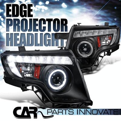 Ford 07-10 edge led drl halo projector headlights lamp black