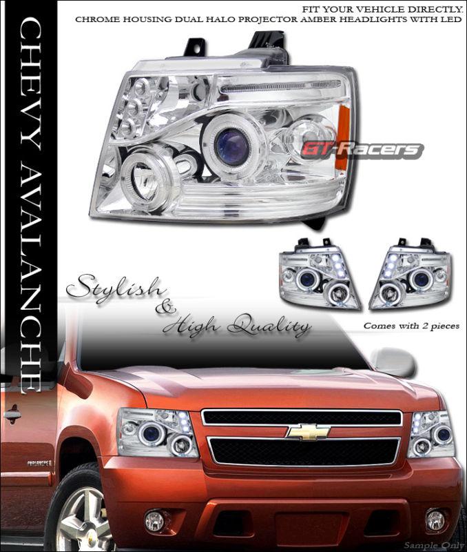 Chrome led halo rims projector head lights signal 07-13 avalanche/suburban/tahoe