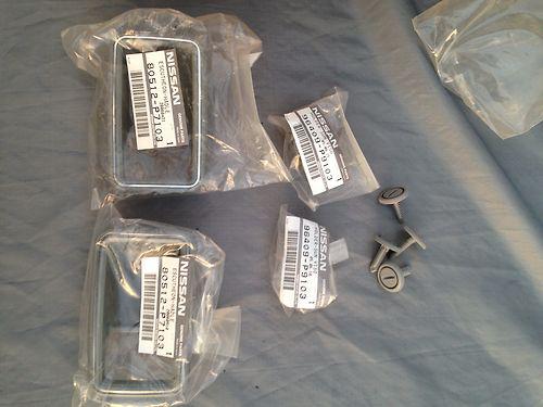 280zx nissan nos door handle trim coat hangers and push clips light gray 79-83 