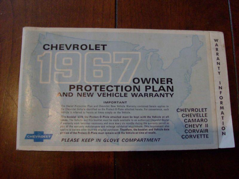 1967 camaro factory owner protection plan 1st edition w  protectoplate nice