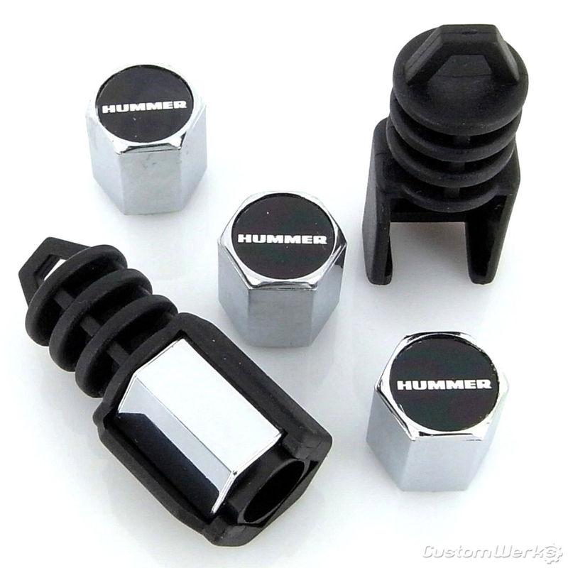 Hummer word logo anti theft tire stem valve caps