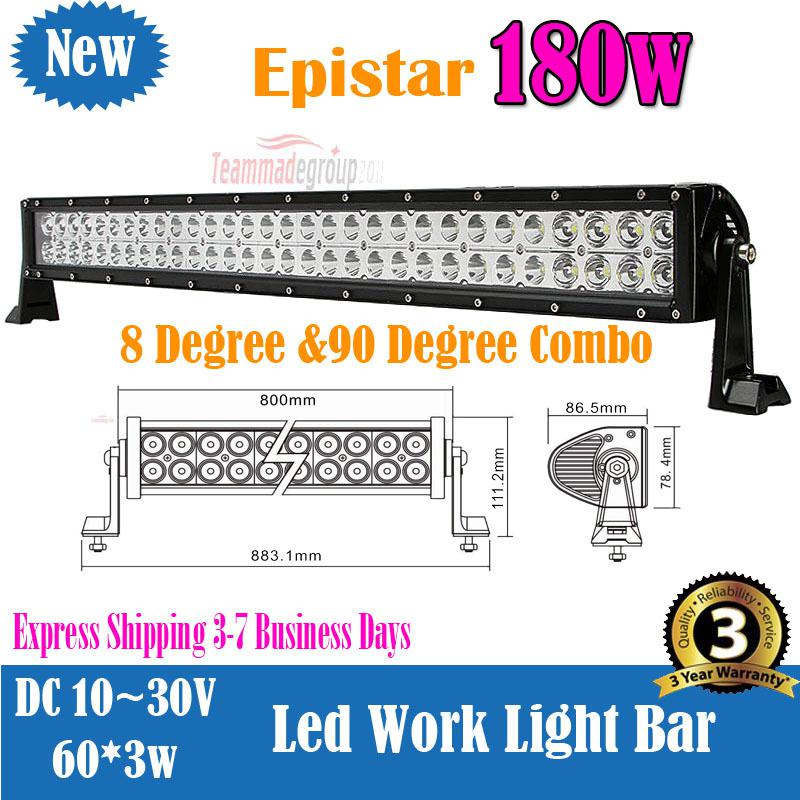 180w 35inch epistar led work light bar spot flood combo save 240w 300w 288w 200w