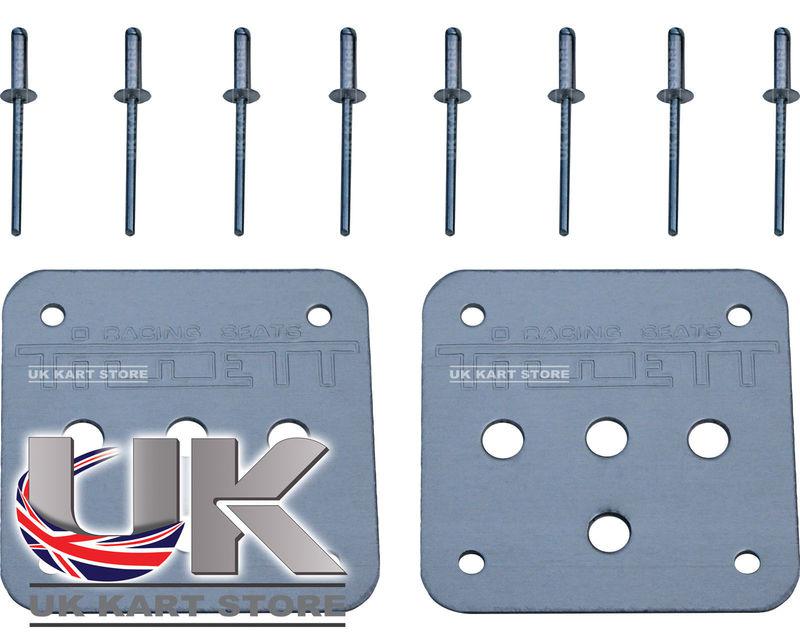 Tillett kart seat fixing kit of 2 x plates & 8 x rivetts - high quality