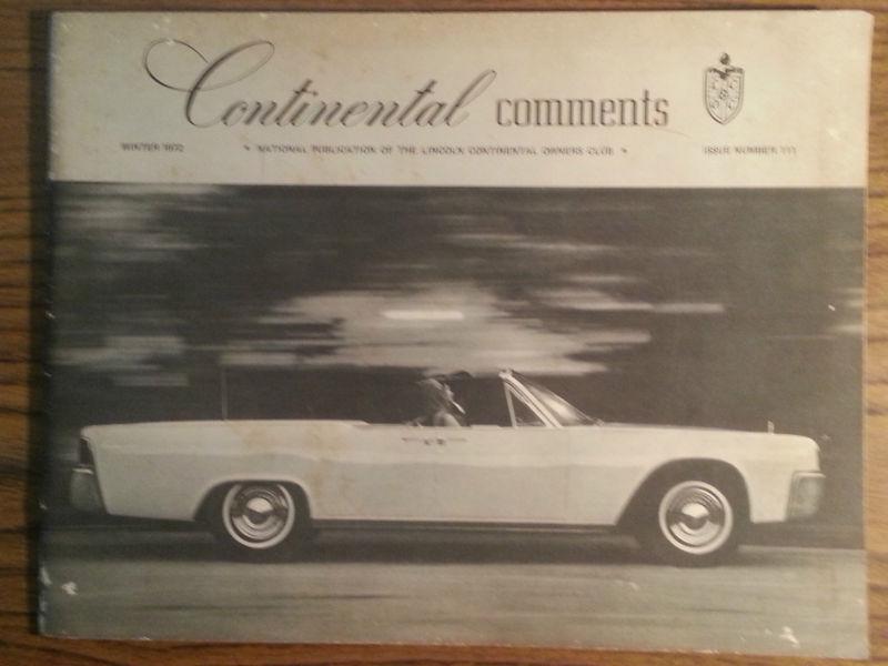 Continental comments - continental owners club - issue no. 111- winter 1972