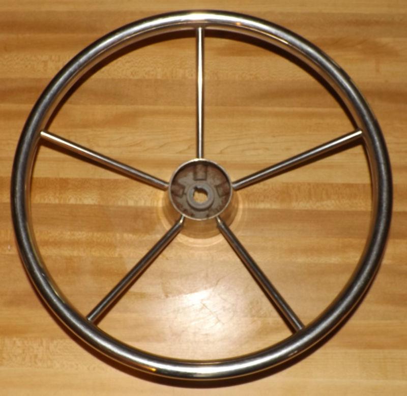 15.5" stainless steel marine ss steer 5 spoke ship boat steering wheel 3/4"