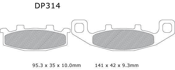 Dp standard brake pads front fits kawasaki er-5 500 1997-2000