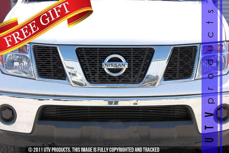 2005 - 2008 nissan frontier upper & bumper 4pc black billet grille kit 06 07