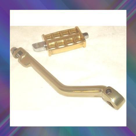 Brass kicker pedal with brass stroker arm bobber shovel harley 1" longer arm