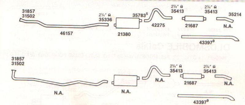 1965 oldsmobile starfire dual exhaust system, 304 stainless