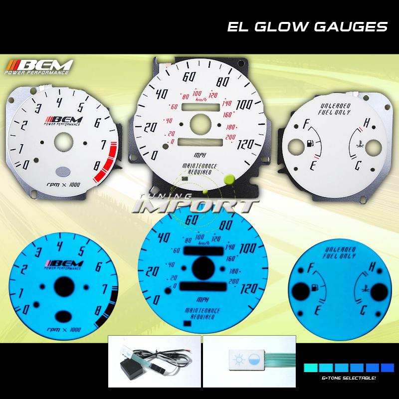 96 97 98 99 00 honda civic lx ex mt indiglo glow gauges gas/rpm/mph assembly