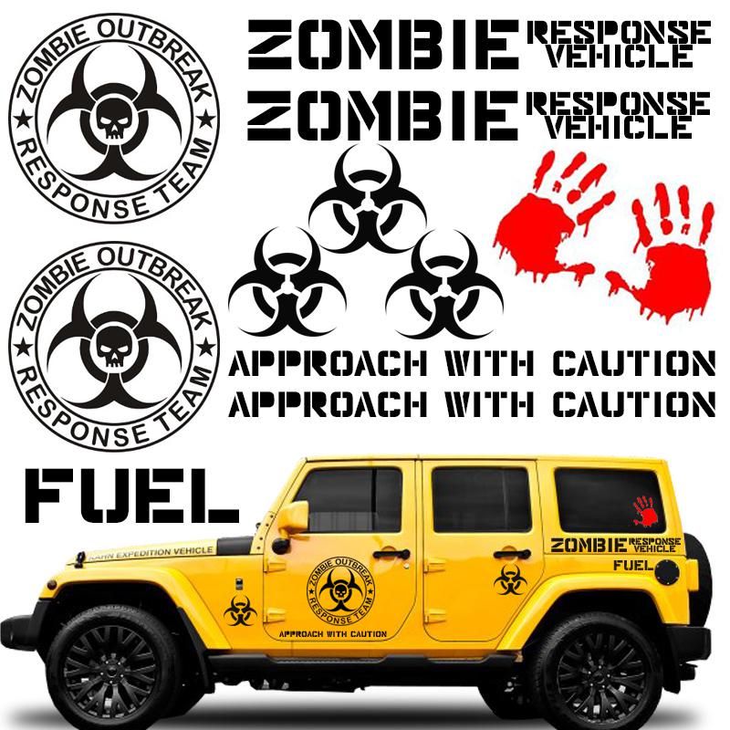 12 pc zombie response team jeep kit pick design & colors wrangler rubicon sport