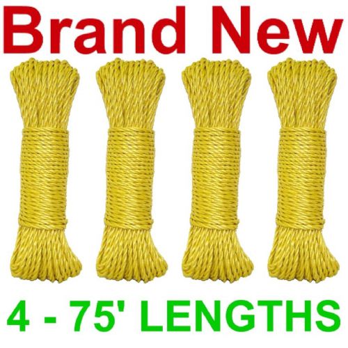 New 300&#039; 3-strand twist 1/4&#034; poly dock line/rope,yellow