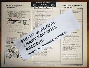 1967 lincoln eight series 462 ci v8 models aea tune up chart last one!