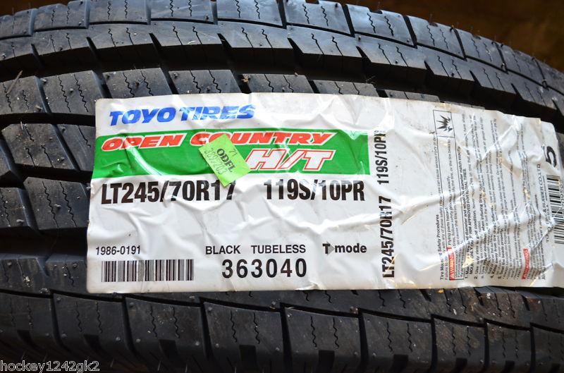 2 new lt 245 70 17 toyo open country h/t 10 ply blackwall tires