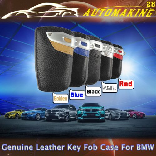 Leather smart remote key fob holder bag case for bmw 1-7 series x3 sport line