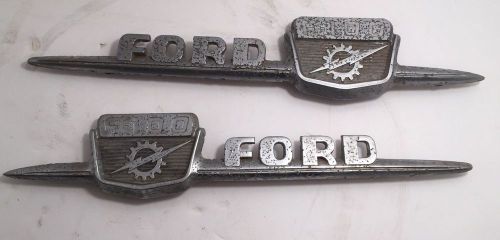 1959 ford f100 f 100 pickup truck hood lightning gear chrome side emblem pair 59