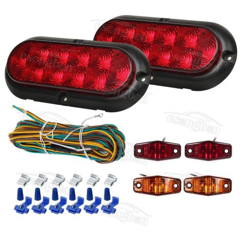 Trailer boat led light kit,red stop turn tail,red/amber side marker,wire harness