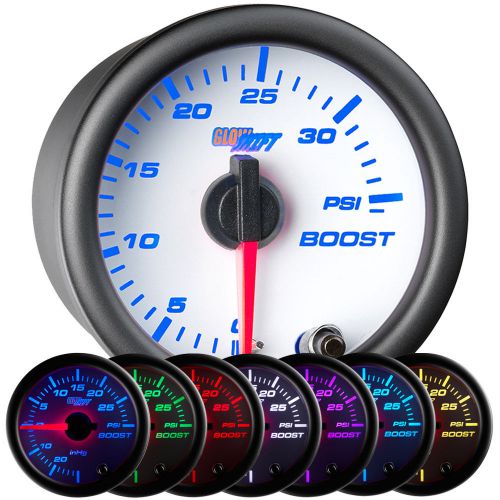 Glowshift 52mm 0-35 psi white face turbo boost gauge w. 7 color display