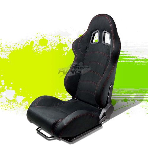 2 x black suede reclinable jdm sports racing seats+adjustable slider driver side