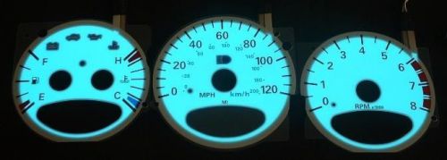 00 01 02 03 chrysler pt cruiser cluster white face glow gauges blue &amp; green apc