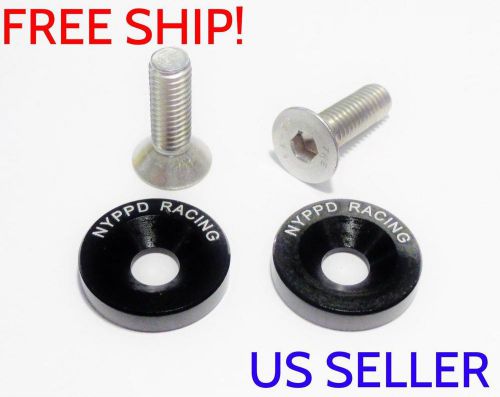 Nyppd black 2x 10mm m6x15 engine bumper fender trunk head light tag washer bolts