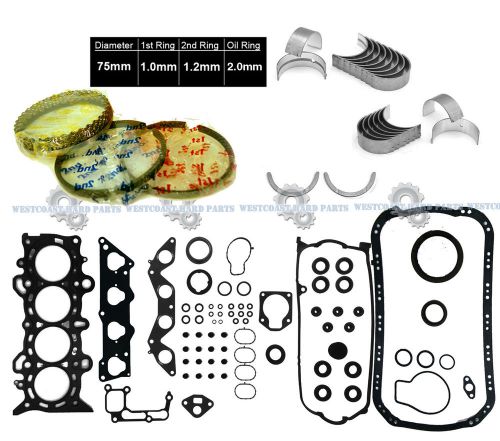 01-05 honda civic ex hx d17a2 1.7 sohc *graphite full set rings engine bearings