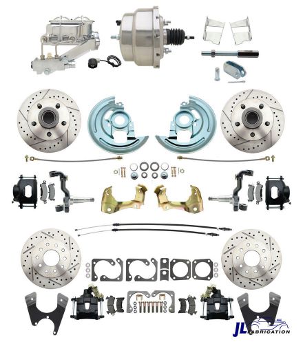 A f x body gm black drilled &amp; slotted disc brake conversion kit &amp; chrome booster