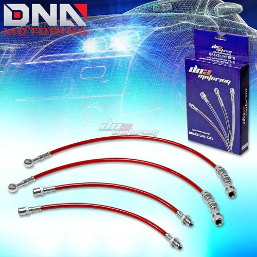 For 86-92 toyota supra mark-3 stainless red brake line cable front+rear drum