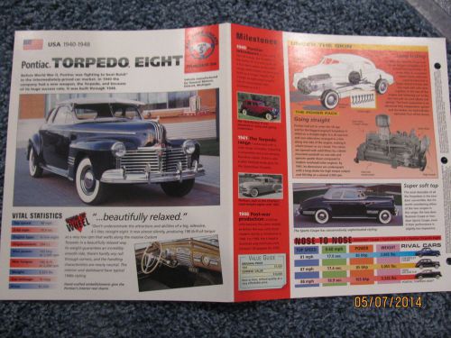 ★★ pontiac torpedo eight - collector brochure specs info 1940 -1948 ★★