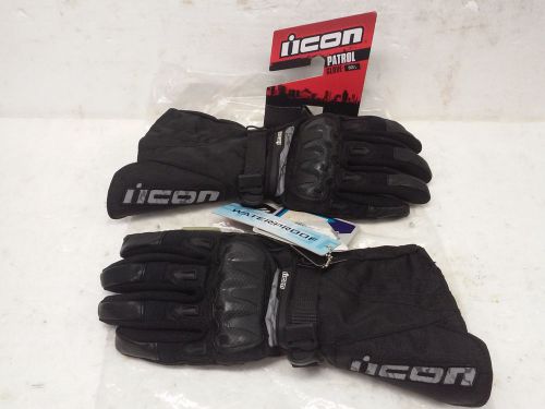 Icon patrol black waterproof riding gloves large new never used