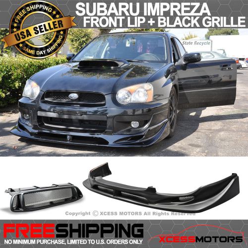 Fit for 04-05 subaru impreza wrx cw front bumper lip pu + balck abs grille combo