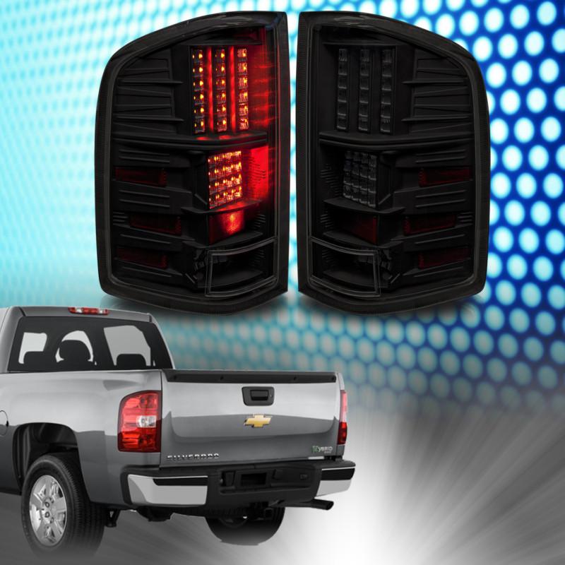 07-12 chevy silverado led tail lights black housing smokelens lamps pair