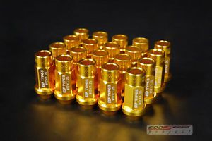 Godspeed t-3 wheel rim racing lug nuts 50mm 20 piece m12 x 1.25 open end gold