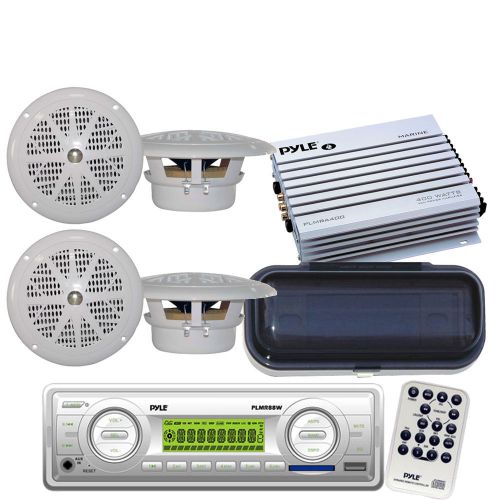 Marine boat yacht mp3 media receiver wb radio /4 speakers 400watt amp and cover