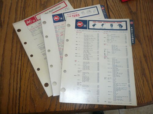 1963 - 1972 ac fuel pump spec chart oil air gas filters flasher applications