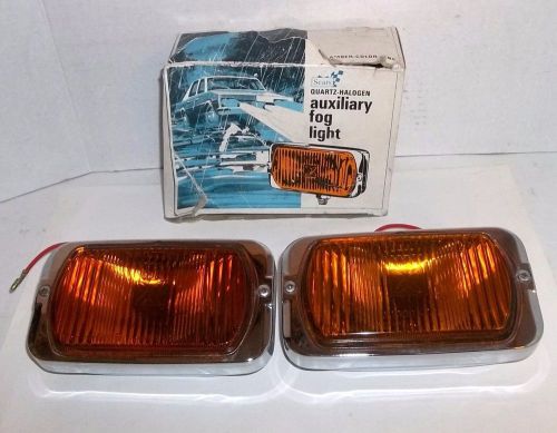 Vintage nib sears quartz halogen auxiliary amber fog lights #my55700 chrome new