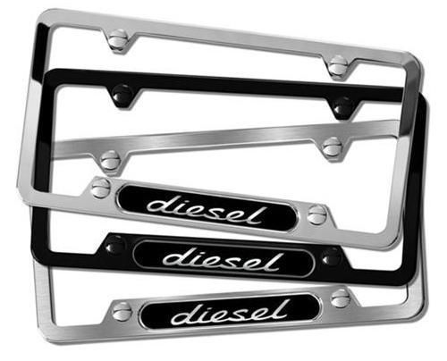 New genuine porsche &#034;diesel&#034; license plate frame brushed stainless + warranty