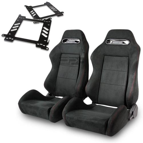 Type-r racing seat full black suede+silder/rail+for 99-07 focus mk1 bracket x2