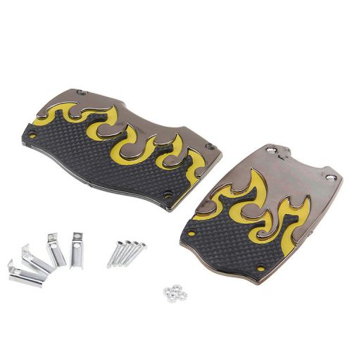 Universal car auto aluminum gas brake pedals foot treadle cover pad yellow black