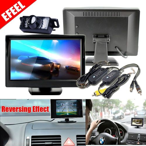 5&#034;tft lcd monitor car wireless rear view camera parking system 2ch video input