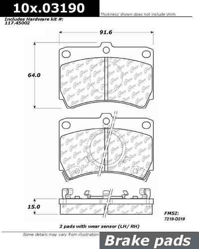 Centric 104.03190 brake pad or shoe, front